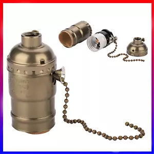 (Bronze) Antike Zugkette Lampenfassung E 27 Lampenfassung Aluminium ✅ - Bild 1 von 11