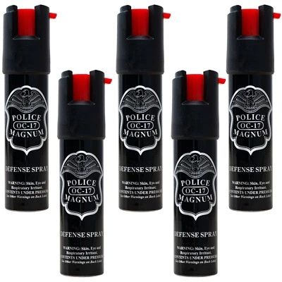 PACK de 5 spray de pimienta Police Magnum 3/4 oz bloqueo de seguridad defensa protección de seguridad Foto 1 de 4