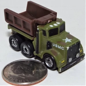 Small Micro Machine Military USMC 6X6 Dump Truck in  Green Camouflage - Picture 1 of 3