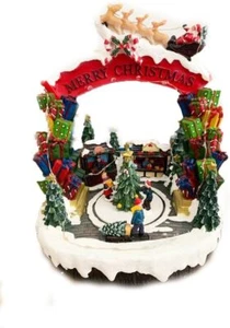 Giostrina Villaggio Natalizio con Luci Melodie E Movimento Carillon 30cm - Foto 1 di 2