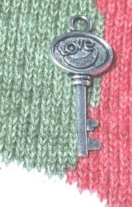 Key LOVE Charm Antique Alloy  Bookmark Scrapbooking Bracelet 1-1/4 x1/2" - Picture 1 of 1