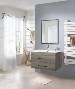32" Wall Mounted Bathroom Vanity with Sink, Floating Bathroom Cabinet Grey - Picture 1 of 10