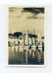 Nantucket MA 1930 to 1950 RPPC photo postcard, sailboats in water, blank back - Bild 1 von 2