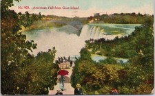 American Fall from Goat Island Niagara Falls NY c1911 Nicklis Co Postcard E97