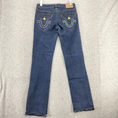 True Religon Jeans Womens Size 28 x 30 Button Pockets Embroidered Low Rise Blue - Image 1 of 4