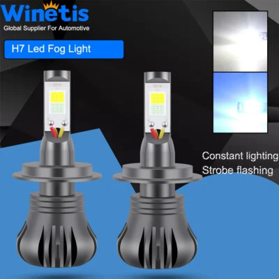 H7 Strobe Dual Color 6000K White 8000K Ice blue Switch COB LED Bulbs Fog Lights - Image 1 of 4