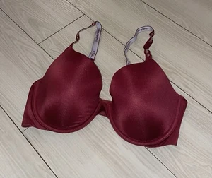 Calvin Klein QP3409O Lined T-Shirt Bra Underwire Shimmery Womens 36C Red New - Picture 1 of 7