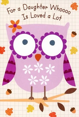 Cute THANKSGIVING Greeting Card FOR YOUNG DAUGHTER, Owl Animal by Hallmark +✉ - Image 1 of 4