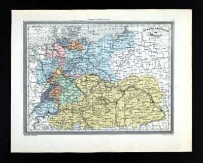 1850 Vuillemin Map Germany Austria Prussia Berlin Switzerland Bohemia Vienna - Image 1 of 4