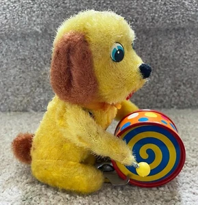 DOG PLAYING THE DRUM - WIND-UP - VINTAGE - MADE IN JAPAN - TINPLATE TOY🔥 - Picture 1 of 4