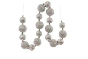 4 Feet Shatterproof Large Shiny Silver Beads Ball Style Christmas Garland