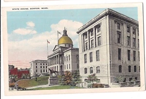 State House Gold Dome Leuchtfeuer Straße Boston MA Massachusetts Postkarte WB - Bild 1 von 2