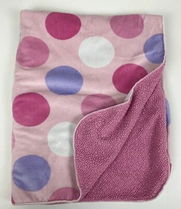 JUST BORN Pink Purple Large Dot Baby Blanket Lovey Plush Sherpa 30x37 - Picture 1 of 4