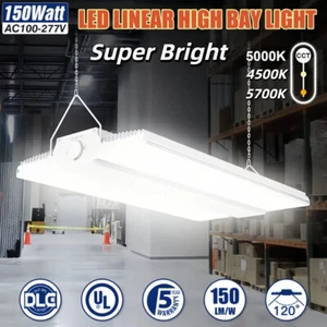 150W Super Bright LED Linear High Bay Light 4500/5000/5700K Commercial Shop Lamp - Picture 1 of 13