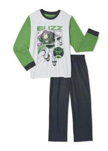 Disney Pixar 6/7 Boys Buzz Lightyear PJ’s Long Sleeve Pants 2pc Set White Fleece - Picture 1 of 5