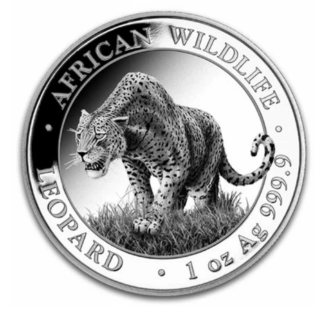 2023 Somalia 1 oz Silver African Wildlife Leopard BU in capsule Cover