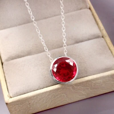 Naturale Mozambico Rubino 925 Argento Pendente Anniversario Fidanzamento Regalo - Immagine 1 di 4