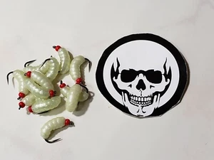 12 - Sujetador de cera de goma gusano larva, trucha mosca húmeda blanca perla, crappie, pescado sartén - Imagen 1 de 1
