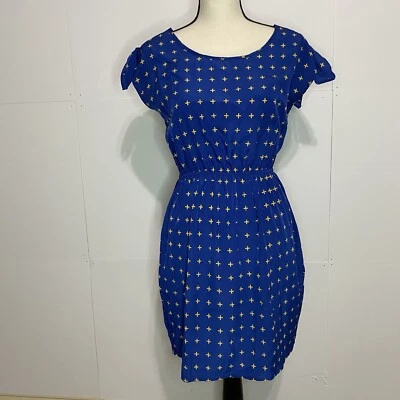 Nordstrom Soprano Blue Dress Cinch Waist  Shoulder Detail Sz S - Image 1 of 4