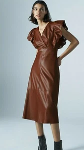 ZARA MAROON FAUX LEATHER DRESS. SIZE M. SOLD OUT. RRP £59.99 - Picture 1 of 6