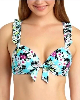 California Waves Large Bikini Top Underwire Push-Up Swimwear Ruffle Bathing Suit - Image 1 of 4