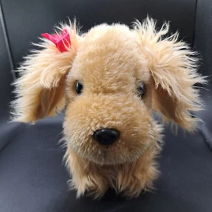 Battat Pucci Pups Dog Plush Soft Dog - Spaniel Golden Tan with Pink Bow 8" Tall - Picture 1 of 7