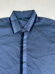 Perry Ellis Men's Slim Fit XXL Button Up Shirt Short Sleeve Blue Size 2XL - Picture 1 of 7