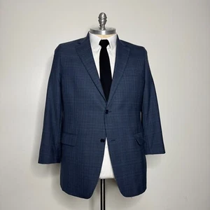 Hart Schaffner & Marx Men’s 44R Blazer Check Blue Sport Coat Jacket (Shortened) - Picture 1 of 12
