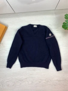 Moncler Maglione Tricot Scollo V-Neck Wool Sweater Jumper Boys 5-7 Years - Picture 1 of 9