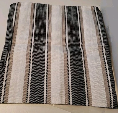 Funda de Almohada/Funda de Almohada 14x14 Imitación Lino Cuadrado Rayas Tostado/Negro Blanco Foto 1 de 2