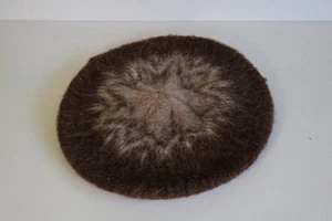 Vintage Isländische Wolle Baskenmütze weiß braun One Size NEU UNGETRAGEN - LESEN - Bild 1 von 4