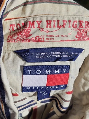 Camisa Tommy Hilfiger de Colección Rara Pesca y Viaje 1/2 Abotonada Años 90 EE. UU. Foto 1 de 4