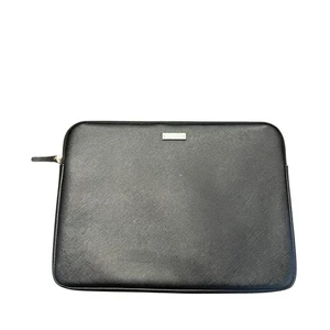 Kate Spade Laptop Case Solid Black Padded Zip Computer Sleeve Saffiano Leather - Afbeelding 1 van 5