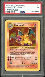 1999 Pokemon Base Set SHADOWLESS 4/102 Charizard Holo PSA 1 - Picture 1 of 2