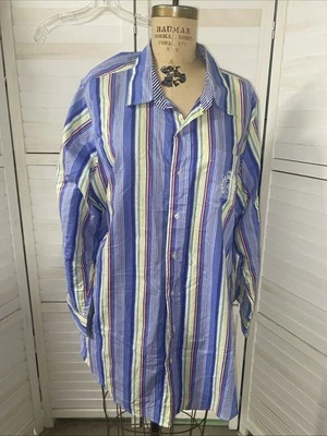 Lauren Ralph Lauren Womens Shirt L/XL Button-Down Top Stripe Logo Embroidered - Image 1 of 4