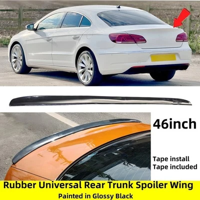 46'' For Volkswagen VW CC 13-18 Gloss Black Trunk Spoiler Wing Rubber Universal - Image 1 of 4