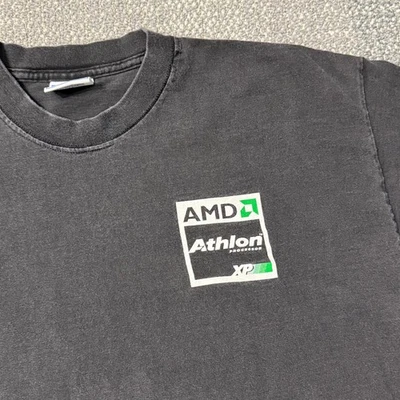 Vintage 90s AMD Athlon XP Processor Tech T-Shirt Computer PC Black Single Stitch - Image 1 of 4