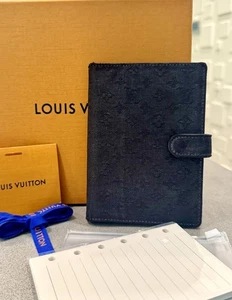 ¡OFERTA! Auténtico Louis Vuitton Raro Mini Lin Negro Denim Agenda PM Pasaporte Cubierta - Imagen 1 de 7