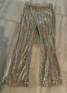 C&V Chelsea & Violet Sequin Pull On Rainbow Pants Size M 8-10 New Big Girls - Picture 1 of 6