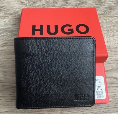New Hugo Boss Black Leather Bifold Wallet Credit Cardholder Christmas Gift - Image 1 of 4