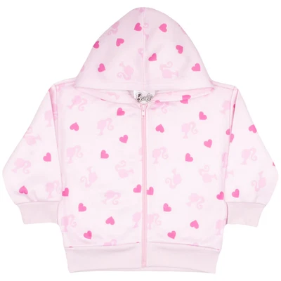 New Barbie Logo Graphic Print Design Hooded Zip-Up Hoodie Sweatshirt 4 5 6/6X - Image 1 of 4