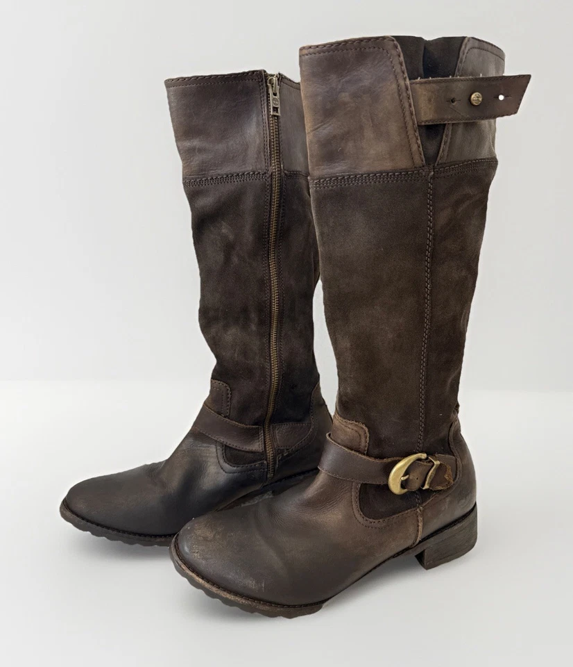 Botas de Equitação Timberland Feminina Earthkeepers Bethel Couro Marrom Alto com Zíper Tamanho 11M - Imagem 1 de 4