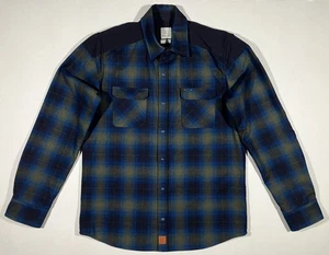 Kitsbow Pendleton Flannel Shirt Mens Large Blue Wool Plaid Snap Western Made USA - Picture 1 of 16