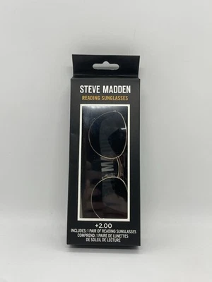Óculos de sol Steve Madden leitura + 2,00 preto e marrom aviador tartaruga novo na caixa - Imagem 1 de 4