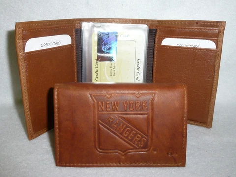 New York NY RANGERS   Leather TriFold Wallet   NEW   brown 2 Cover
