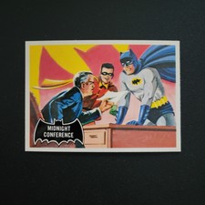 1966 TOPPS BATMAN - Black Bat #4 "Midnight Conference" Card (1989 reissue) Sharp