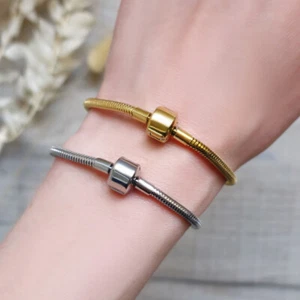 Snake Chain Bracelet for charms High quality Golden Silver Color stainless steel - Picture 1 of 8