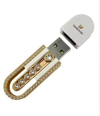 Swarovski USB 2.0 8 GB bianco e oro con cristalli - Immagine 1 di 4