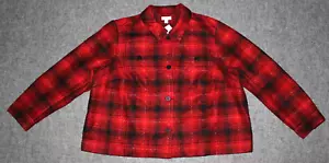 nwt J JILL CRUISER FLANNEL BUTTON JACKET Heavyweight Scarlet Plaid sz 2X Jacket - Picture 1 of 5