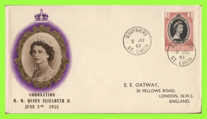 St Lucia 1953 QEII Coronation on BPA First Day Cover - Image 1 of 1